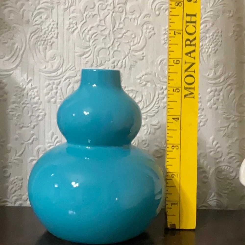 Pair of Crate and Barrel Teal vases